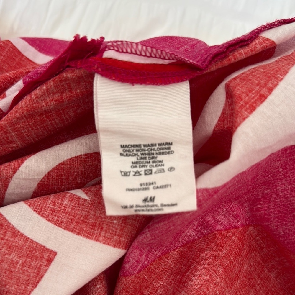 H&M 100 % Cotton Pink Orange Halter Sundress Size 14 - Picture 10 of 11
